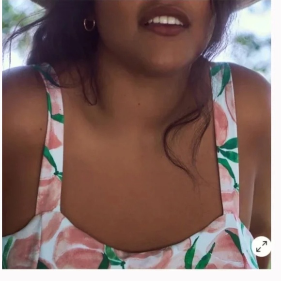 Peaches Fruit Twist-Back Boho Peasant Hipster Art Deco Farm One-Piece Swimsuit - Picture 5 of 7